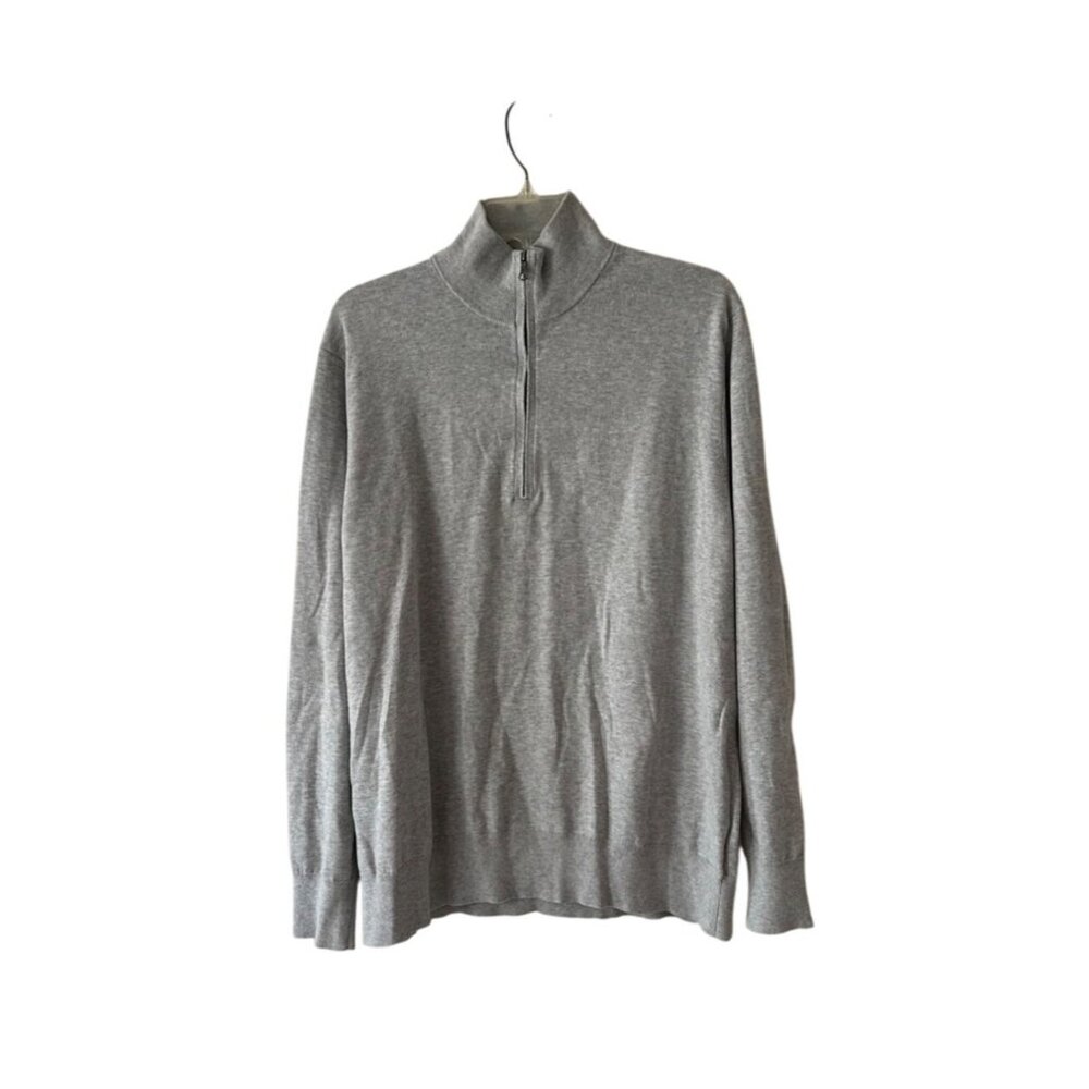 Brooks Brothers XL Gray 1/4 Zip Pullover Sweater Mens Pullover Cotton Blend